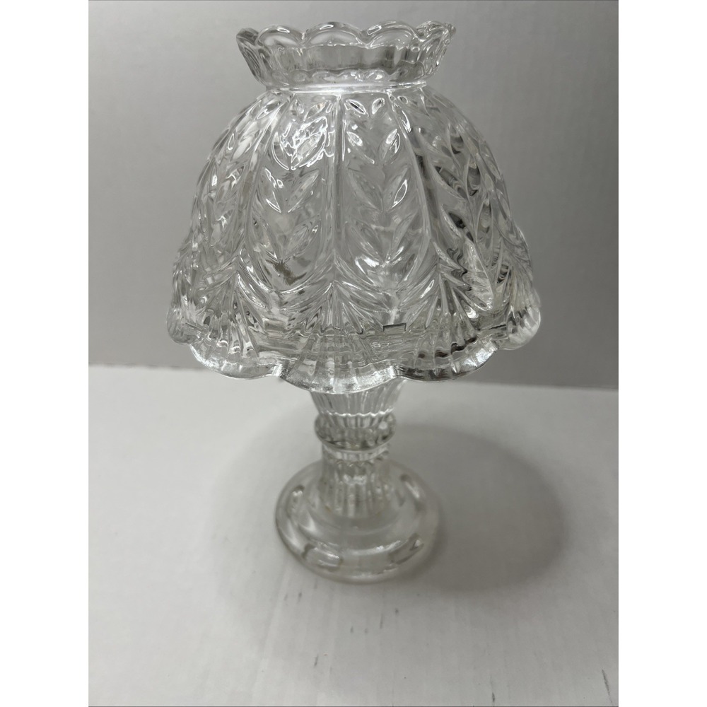 Vintage Portico Lead Crystal Fairy Lamp Candle Holder Clear Fifth Avenue 9.25"
